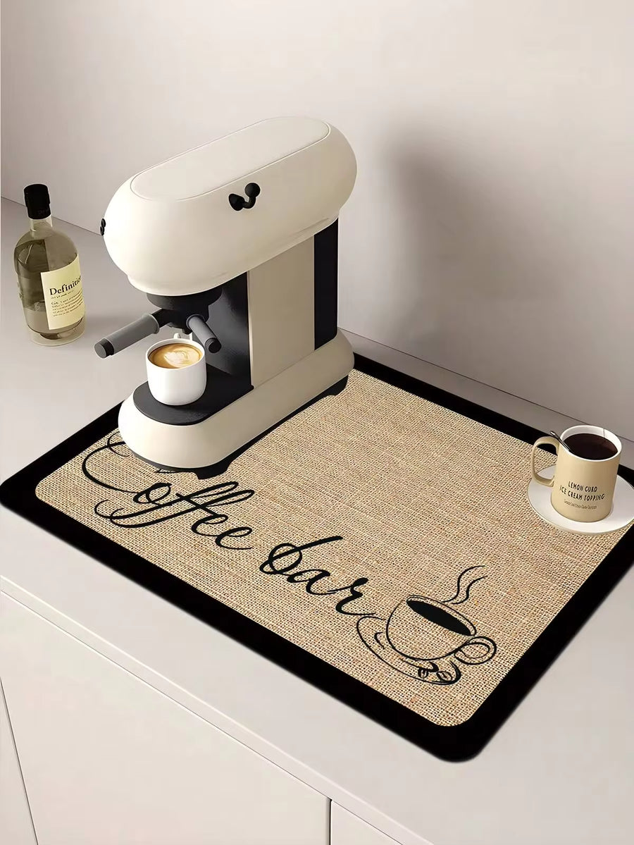 1pc,Coffee Machine Diatom Mud Drainage Pad, Soft Rubber Drain Pad, Non-Slip Super Absorbent And Wear-Resistant Dish-Washing Dry Pad, Placemat For Countertop Dining Kitchen Table Mat, Courtyard Table Decoration, Household Kitchen Supplies