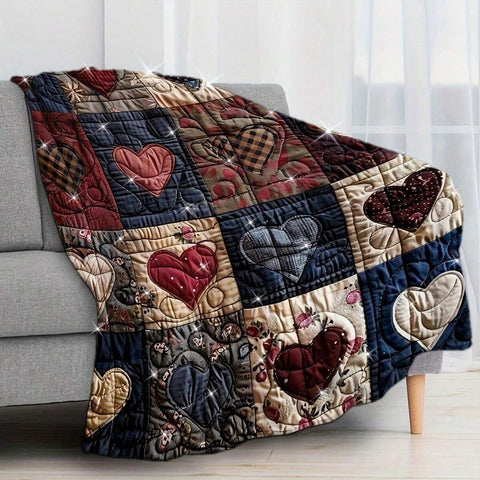 Colorful Heart-Shaped Collage Emotional Art Digital Print Blanket: Suitable For A Cozy Afternoon In The Living Room, A Short Break On A Chair, Or Deep Sleep On A Bed - Provides Ideal Warmth And Comfort With Excellent Insulation And Breathability.